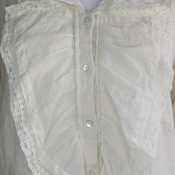 Hopeless Romantic Victoria Trading Co. Cotton Gauze Ruffle Blouse Size Medium - Picture 6 of 12
